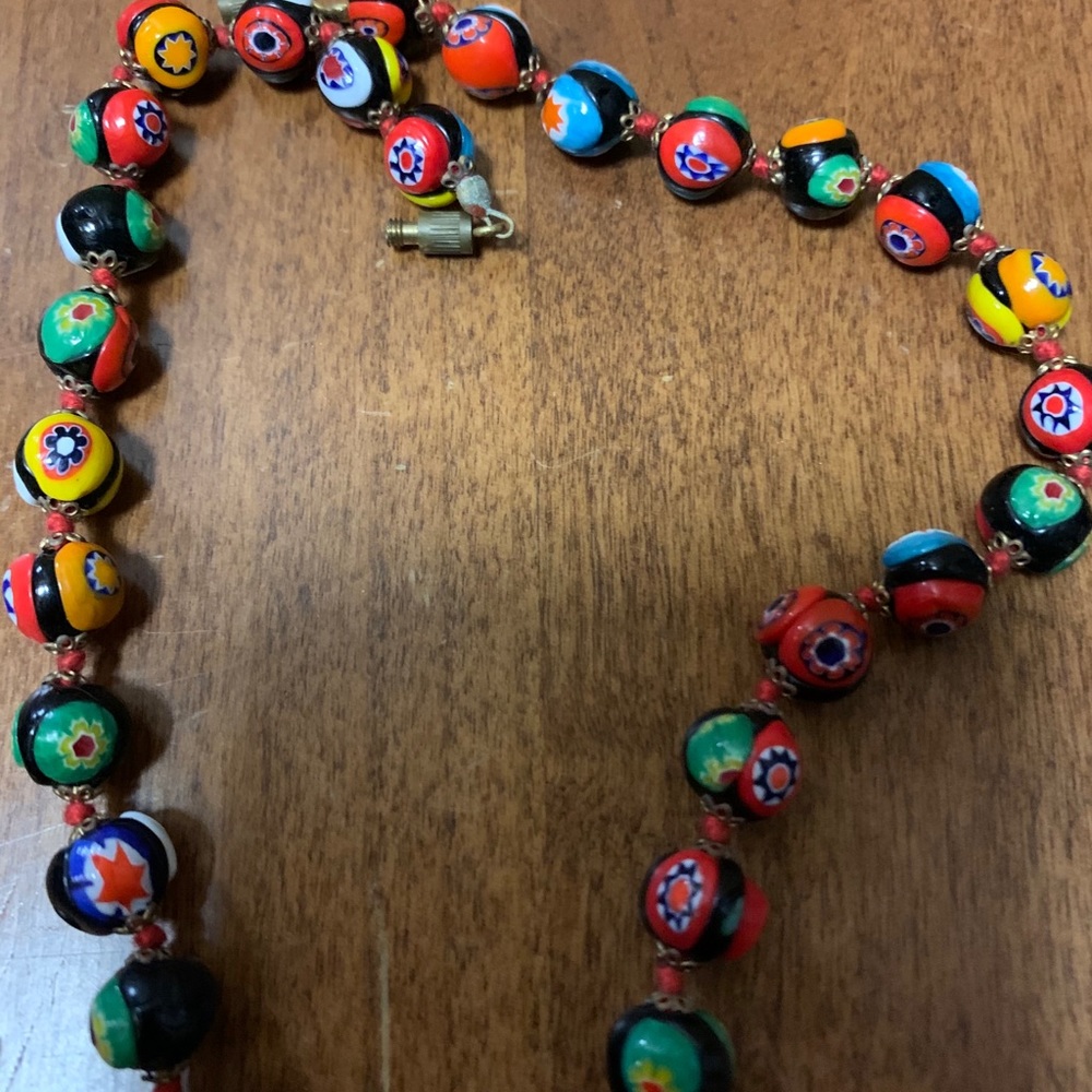 Vtg Murano Venetian Millefiori Glass Necklace View 4